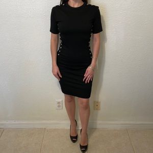 Zara | Black midi dress with attached rings